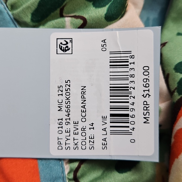 ANTONIO MELANI Evie Cotton A-line Maxi Skirt: Ocean Print: Size-14 - Picture 8 of 16